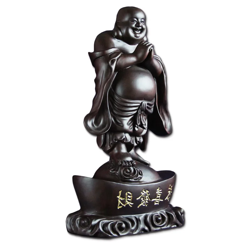 Shengwei craft African ebony good fortune Maitreya high-end home desktops Decoration 55cm