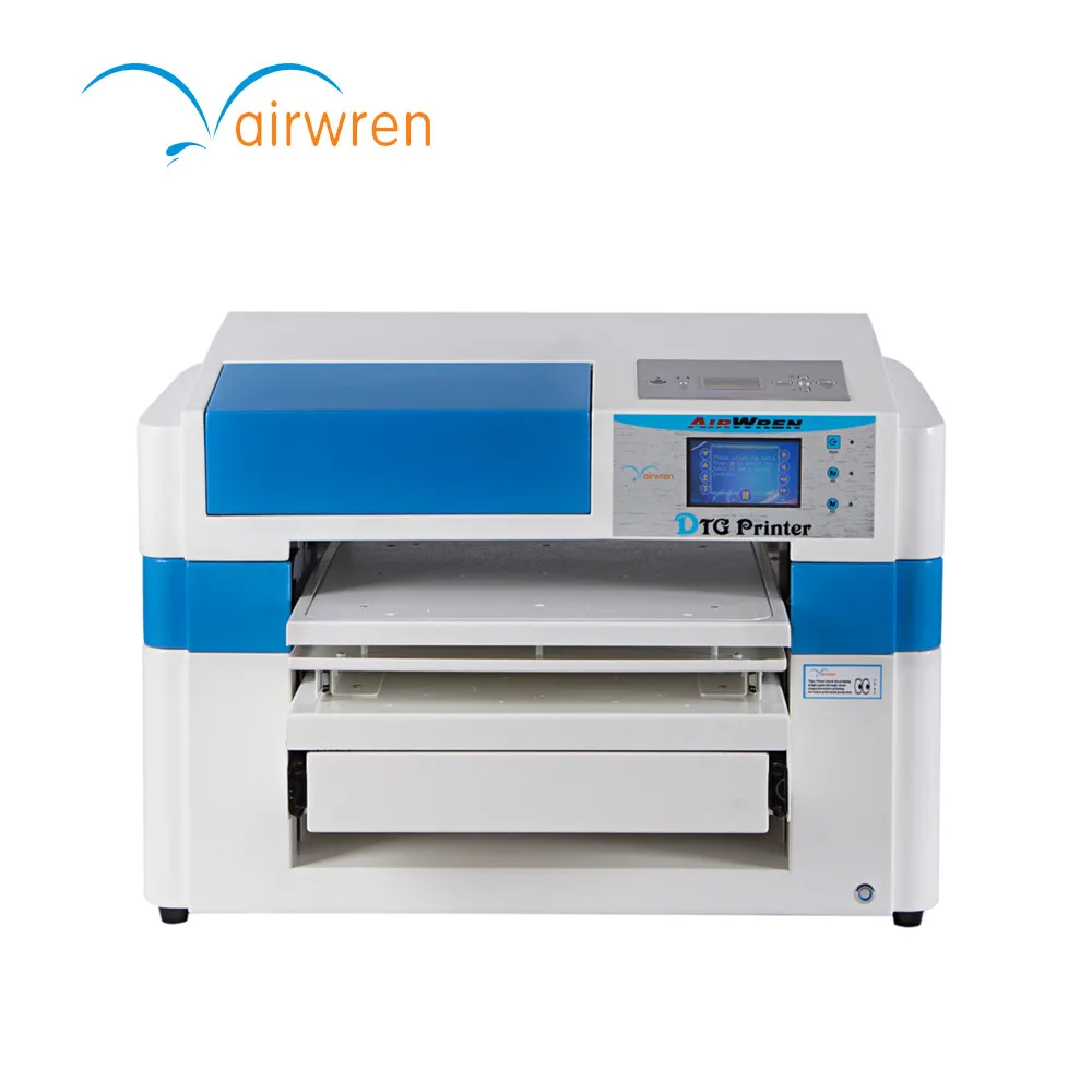 Airwren OEM A2 Large Format T-shirt Printer Automatic 8 Color Digital Inkjet Flatbed DTG Direct to Garment Printing Machine