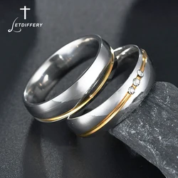 Letdiffery Romantic Wedding Rings For Lover Stainless Steel Wedding Bands Couple Rings Bague Femme Anillos Mujer Aneis