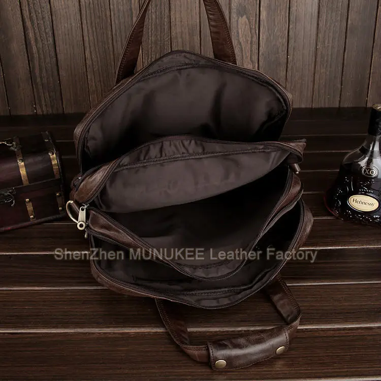 High Class Fashion Genuine leather Briefcase Men Leather business bag  portfolio office bag Messenger Tote 15.6\