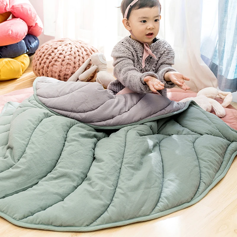 Nordic Baby Play Mat Rug Cotton Leaves Cushion Tapis Enfant Children Toys Blanket Rugs Baby Gym Carpet Newborn Kids Room Decor