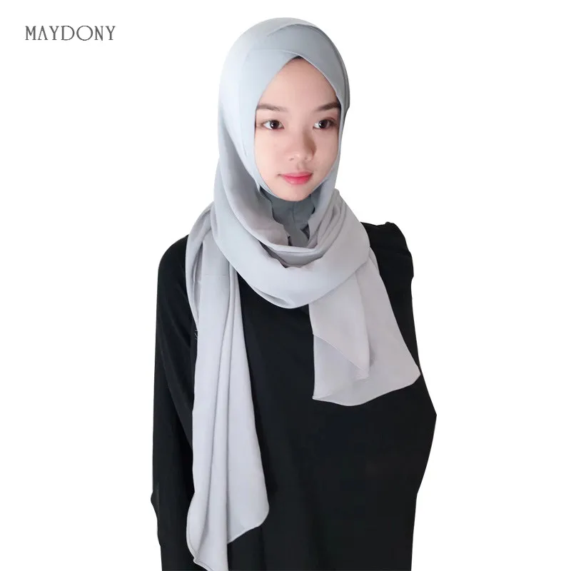 

TJ73 Muslim Easy wear Chiffon Hijab Scarf Femme Musulman Wrap Head Scarves Islamic Headscarf Malaysia Hijab Female Foulard