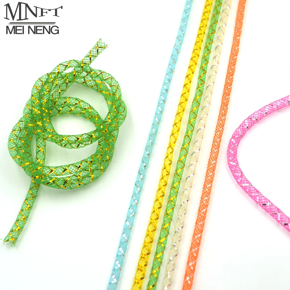 MNFT Mutlitple Color Fly Tying Tube Mesh Gold Blue Green Beige Pink Orange Fish Body Flash Material for Fishing