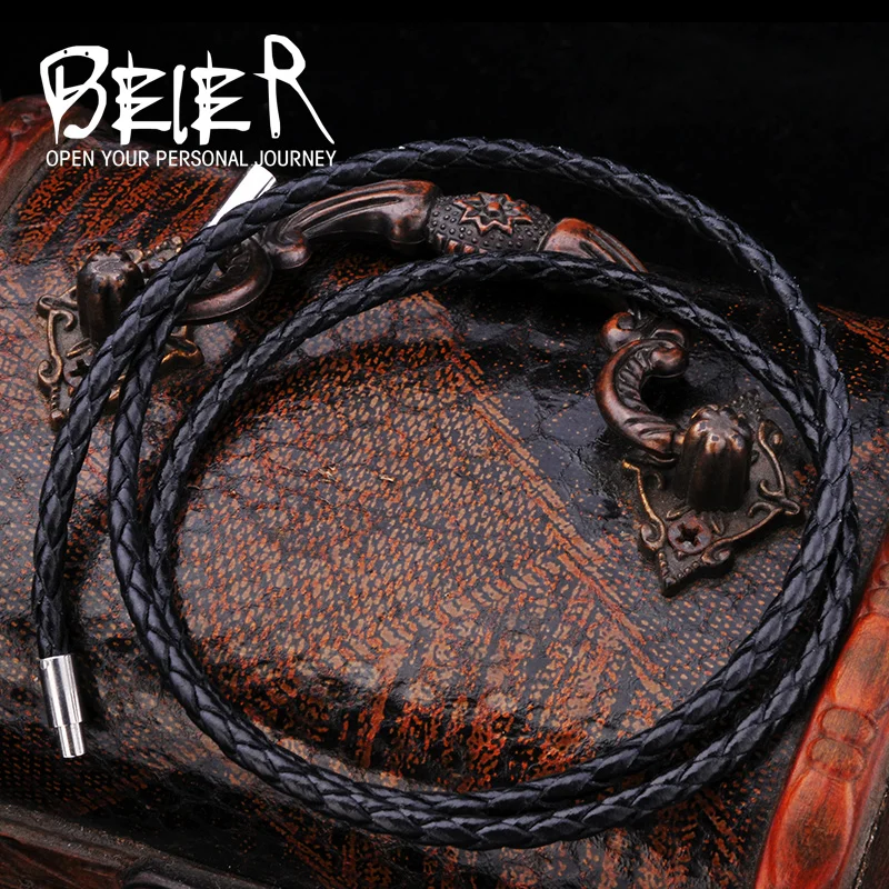 Beier 316L stainless  Korean version of silicone leather necklace simple fashion high quality jewelry gift BRPSXL012