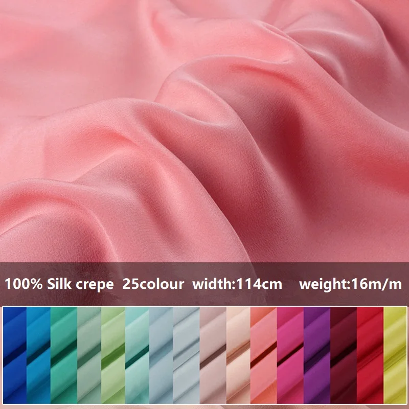 Pure silk shirt clothing fabric wide silk crepe silk fabric crepe dress special offer100% pure silk crepe 25 color selection