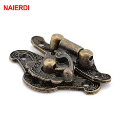 NAIERDI 4pcs Antique Bronze Hasp Latch Jewelry Wooden Box Lock Mini Cabinet Buckle Case Locks Decorative Handle 3 size