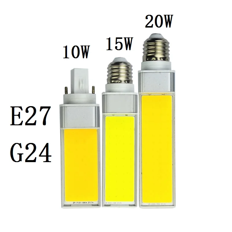 Bombillas LED de 10W, 15W, 20W, E27, G24, lámpara de maíz SMD COB, foco Blanco cálido, AC85-265V de 180 grados, enchufe Horizontal