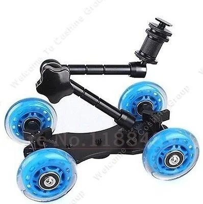 

Blue DSLR Skater Wheel Camera Truck Top Dolly Camera Car Kit+11 inch Articulating Magic Arm For D5300 D3300 D750 All Dslr Camera