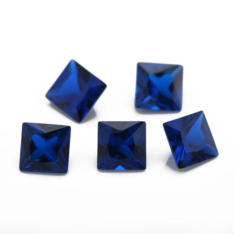 Quadratische Prinzessinnen-Schliff Synthetische Spinelle Blaue Lose Steine 3x3mm~10x10mm 106 # 109 # 112 # 113 # 114 # 120 # für die Schmuckherstellung – Detail 3