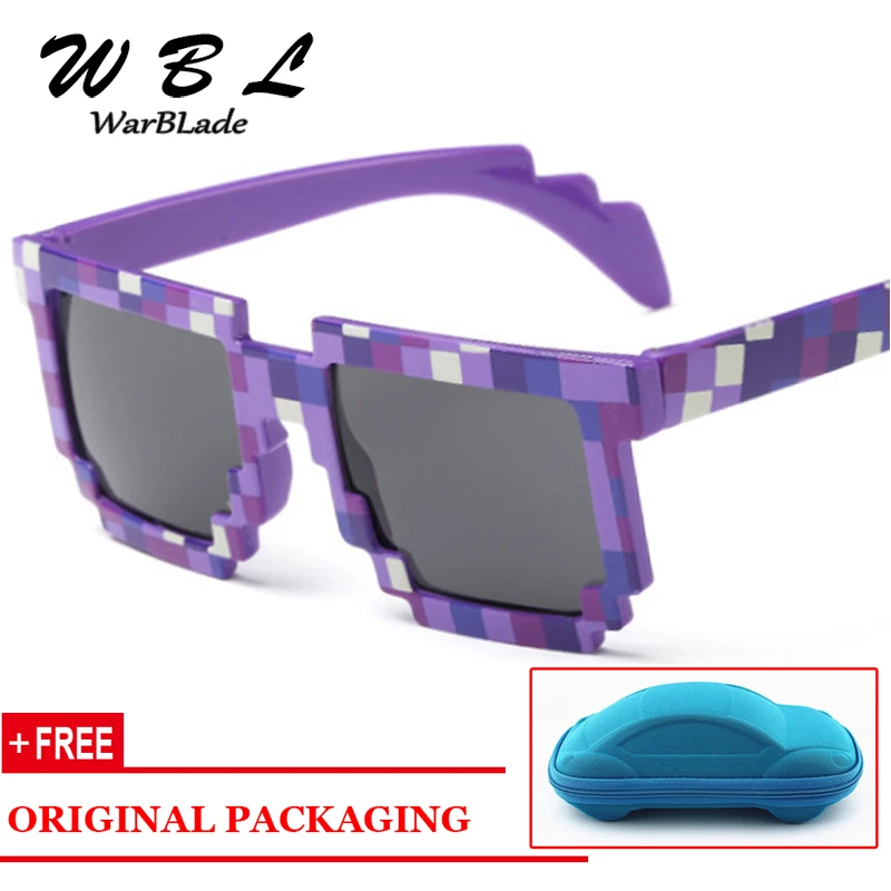 WarBLade Sunglasses Creeper Glasses Hot Kids  Mosaic Sports Goggles Glasses Boys Girls Pixel Square Eyewares with box