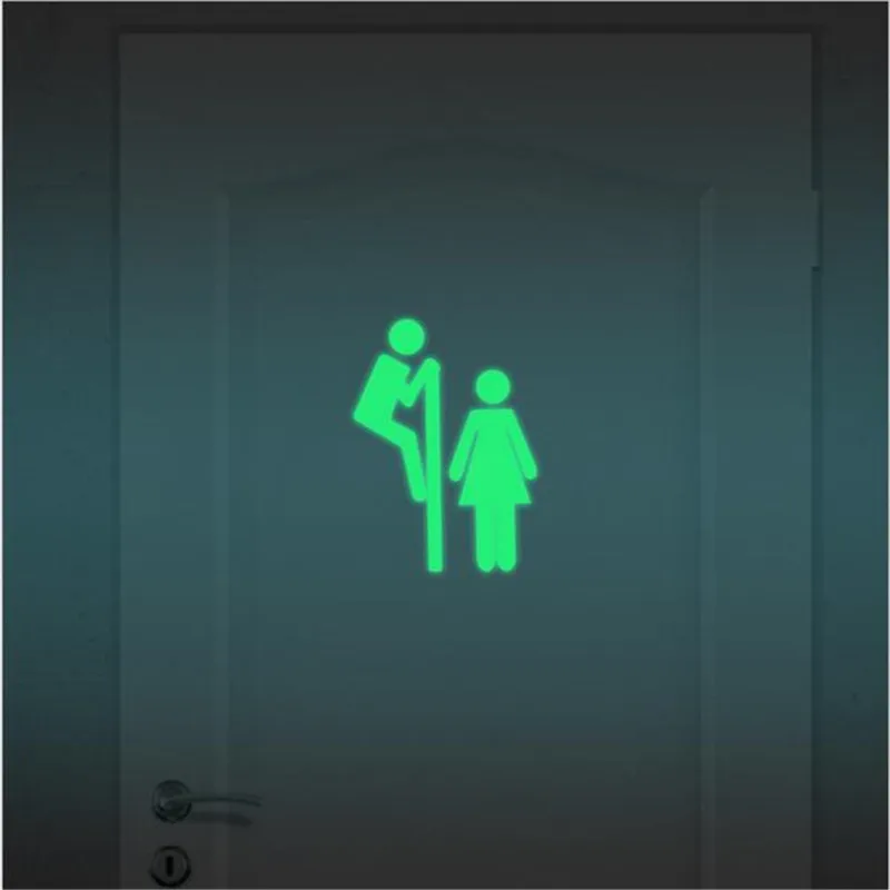 1PCS Bathroom Luminous Door Stickers For Bedroom Door Sticker Funny Toilet Stickers WC Wallpaper