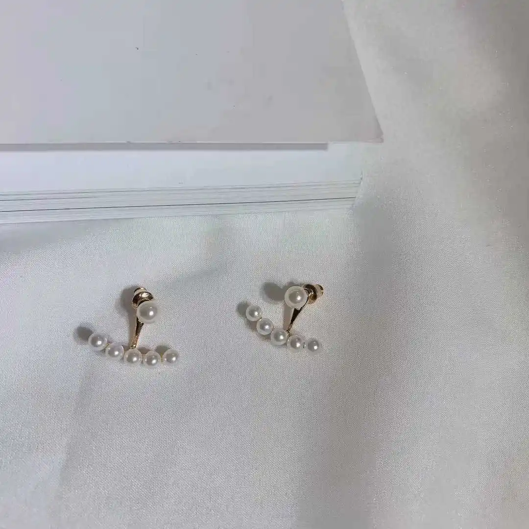 Needle Two Pearl Ear Nails Female Temperament Korean Personality Small Ear Drops Delicate Super Immortal Earrings