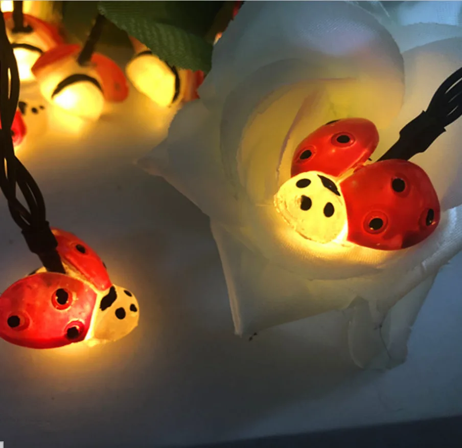 2018 new solar outdoor waterproof light string seven-star ladybug beetle string lights Christmas lights