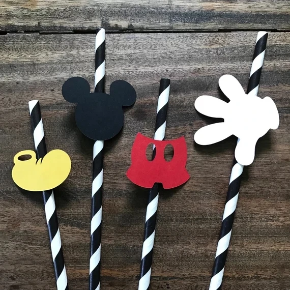 customize mouse boys birthday Stripe Paper Straws baby shower bapstism Christening tea party straw