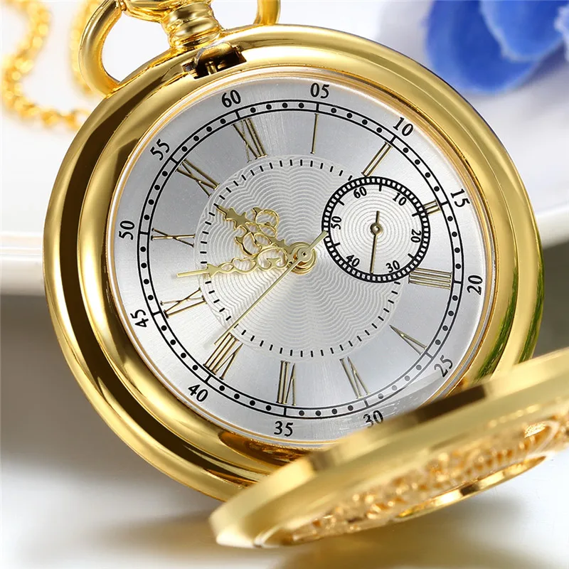 Lancardo Roman Numerals Gold Pocket Watch Hollow Leaf Tree Pocket Watches Unisex Luxury Brand Necklace Pendant Watch With Chain