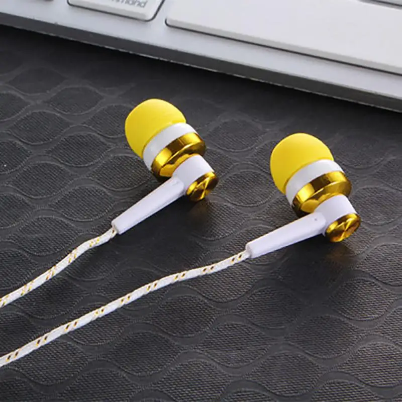 High Quality Wired Earphone Brand New Stereo In-Ear 3.5mm Nylon Weave Cable Earphone Headset With Mic For Laptop Smartphone #20