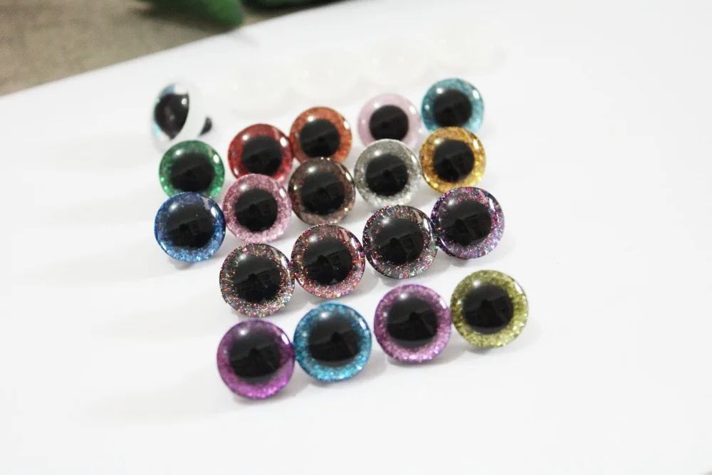 100 Stück/Los 12mm 14mm 16mm 18mm 20mm 25mm 30mm Komische 3D-Glitzer-Spielzeugaugen Lustige Puppenaugen mit Unterlegscheibe für Plüsch-Bastelarbeiten -N19 – Detail 18