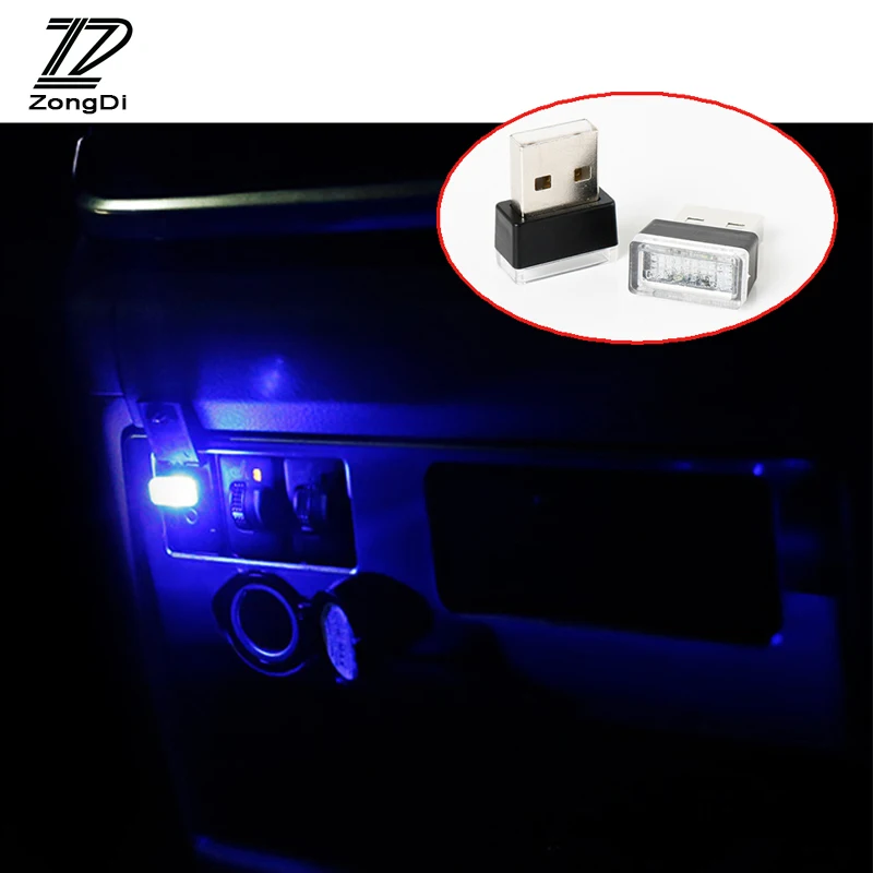 ZD 1PC Auto Car USB Atmosphere LED Lamp For BMW E60 Peugeot 207 508 Mitsubishi ASX Audi A 4 Citroen C4 C5 LED Light Accessories