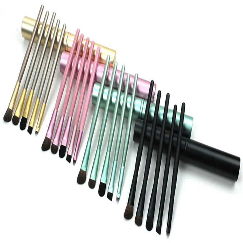 5 pçs/set viagem portátil mini pincéis de maquiagem conjunto sombra de olho delineador sobrancelha lábio escova profissional pincéis de maquiagem kit dropshipp
