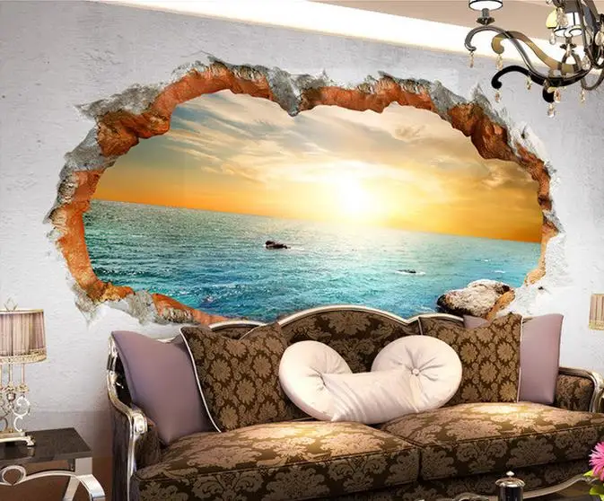 

custom 3d wallpaper Background wall broken sea view photo 3d wallpaper customized wallpaper for walls