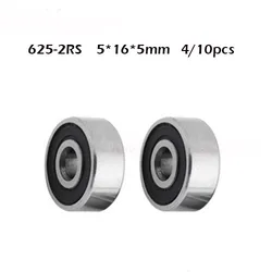 625RS Bearing ABEC-1 ( 4/10 PCS ) 5*16*5 mm Miniature Sealed 625-2RS Ball Bearings 625 2RS For VORON Mobius 3D Printer