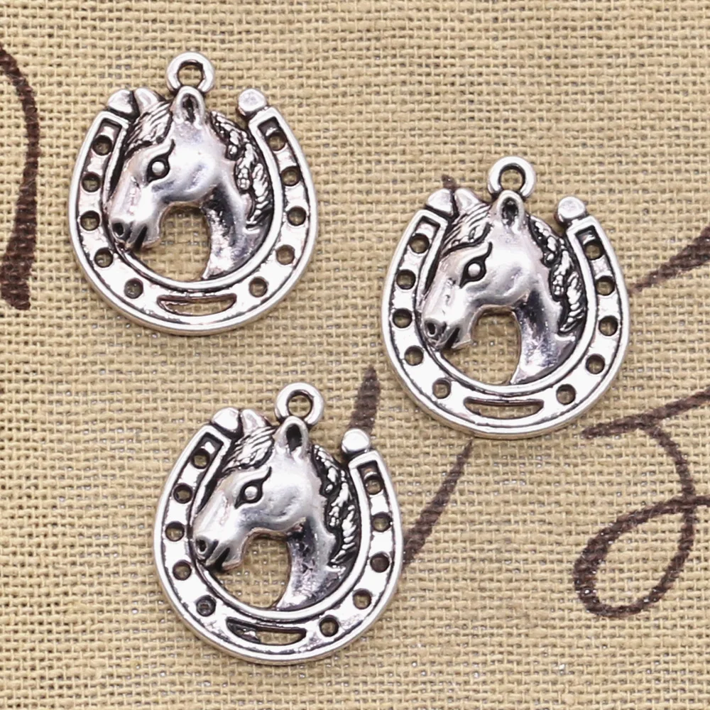 8pcs Charms Horse Steed Horseshoe 21x19mm Antique Making Pendant fit,Vintage Tibetan Silver color,DIY Handmade Jewelry