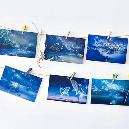 30pcs noctilucent magic dream design card multi-use as Scrapbooking party invitation DIY gift card message card postcard