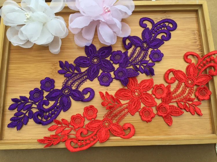 Polyester Embroidery Venise Collar Lace Flowers Neckline Applique, Trim Lace Fabric, Sewing Supplies, 4 PCs/Lot