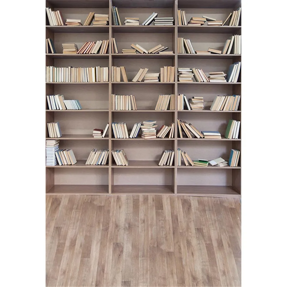 

Vintage Wooden Bookcase Photography Backdrop Indoor Room Graduation Theme Children Bookshelf Photo Shoot Background Wood Floor