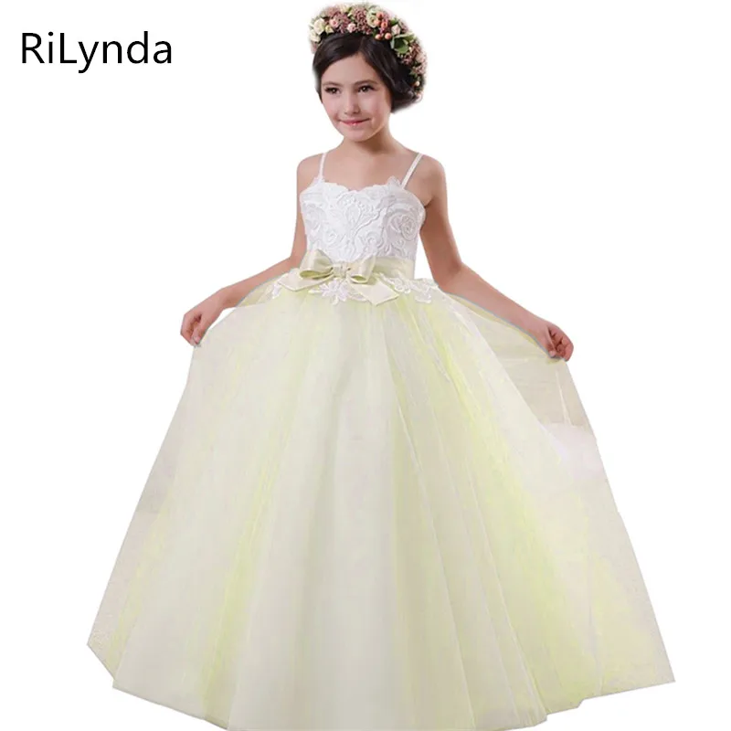 Vestidos de primera comunión para niñas, vestidos de encaje solubles en agua para DESFILE INFANTIL, vestidos de flores para bodas y fiesta, color blanco/Marfil