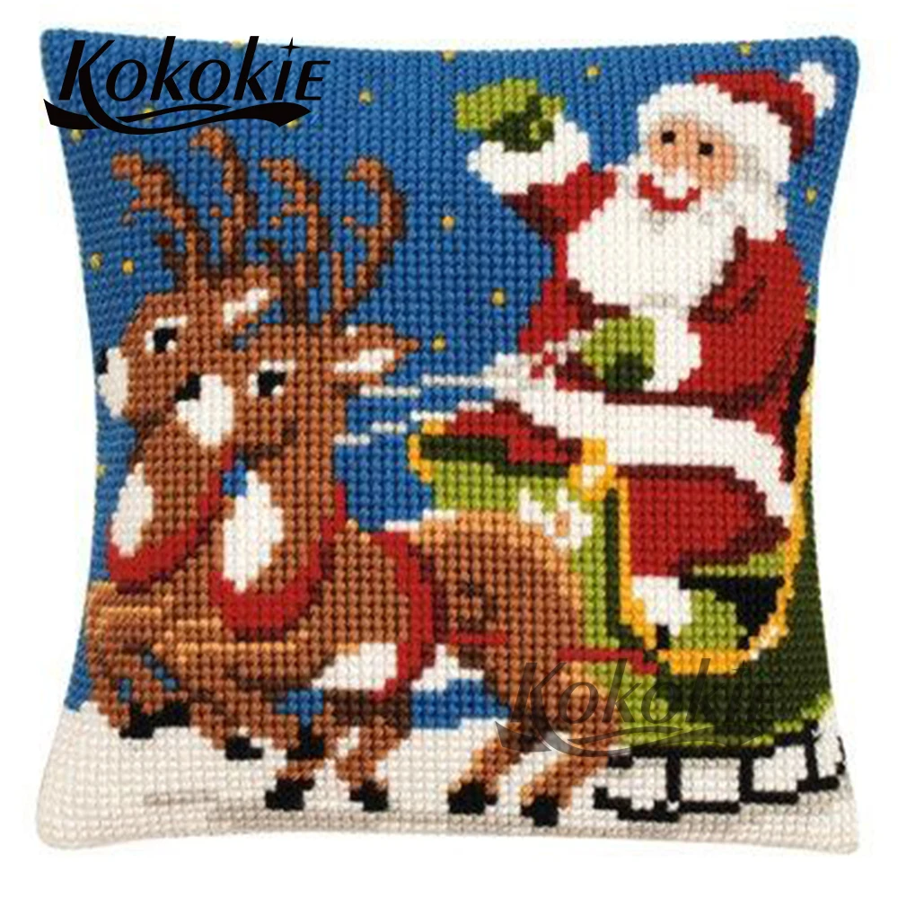 diy cushions embroidery yarn pillowcase Christmas throw pillow kit Counted cross stitch pillow kits embroider needlework kits