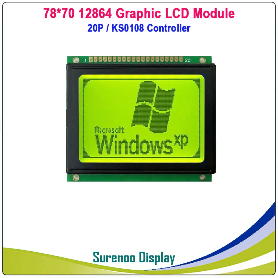 2.7" 78X70MM 12864 Graphic Matrix LCD Module Display Screen KS0108 ST7920 Controller Yellow Green Blue LCD with LED Backlight