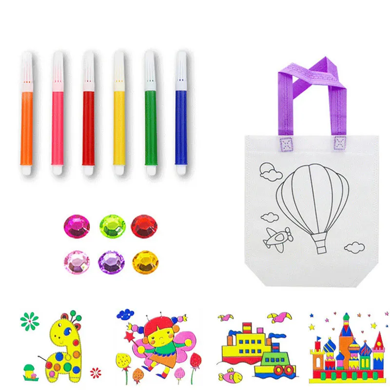 Kid DIY Drawing Craft Color Bag Children Learning Educational Drawing Toys with Safe Non-toxic Water Pen for Boy and Girl Gifts