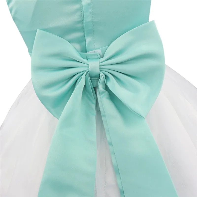 Infantil Kids Girl Flower Dress Bridesmaid Petals Formal Dress Vestidos Pageant Wedding Bridal Party Dress with Big Bowknot