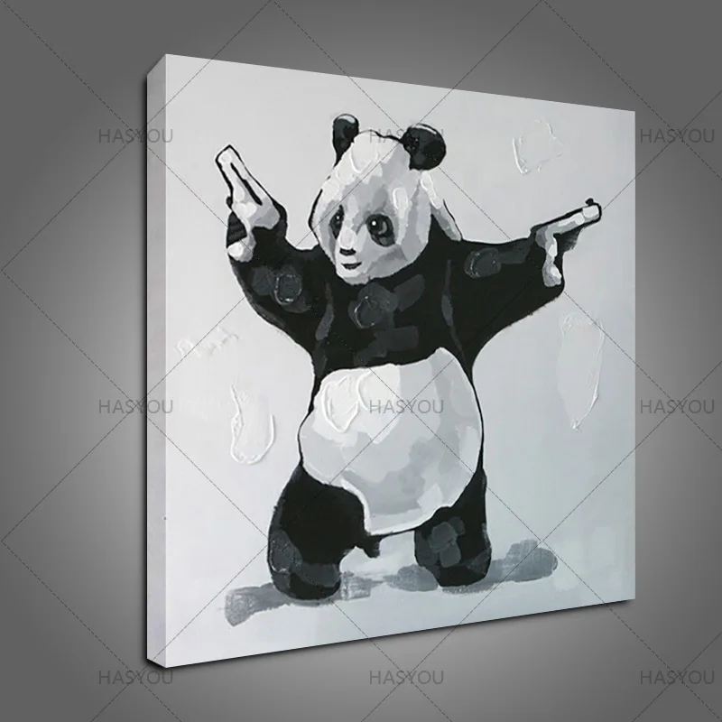 professional aritist 100% Hand Painted panda Oil Paintings On Canvas cartoon animal paintings for home decor wall art picture