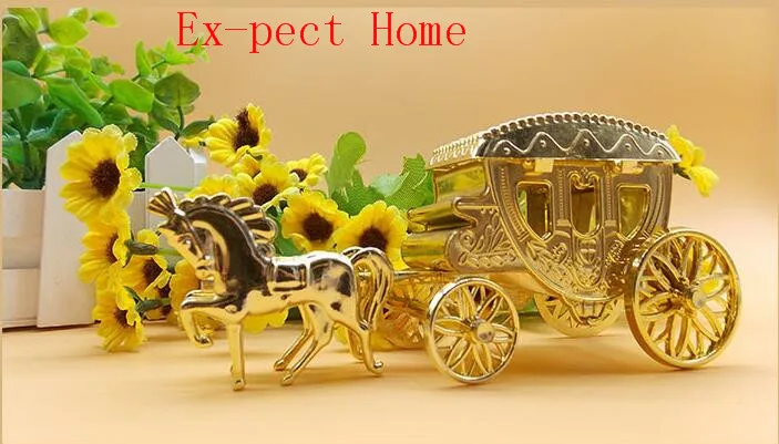 

DHL Fedex free shipping silver gold plastic carriage wedding favor boxes for guest