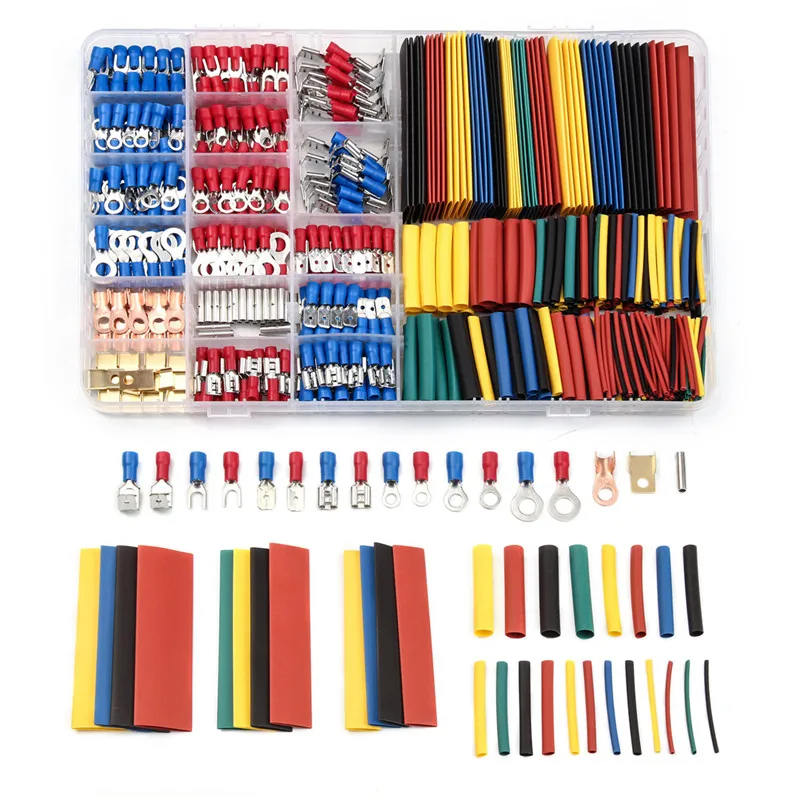 350Pcs Insulated Crimp Terminals Butt Connector Set 2:1 328Pcs Assorted Heat Shrink Tubing Electrical Shrinkable Sleeveing Tube