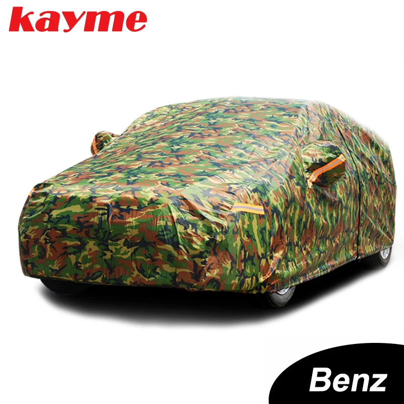 Kayme waterproof camouflage car covers outdoor sun protection cover for Mercedes Benz w203 w211 w204 cla 210