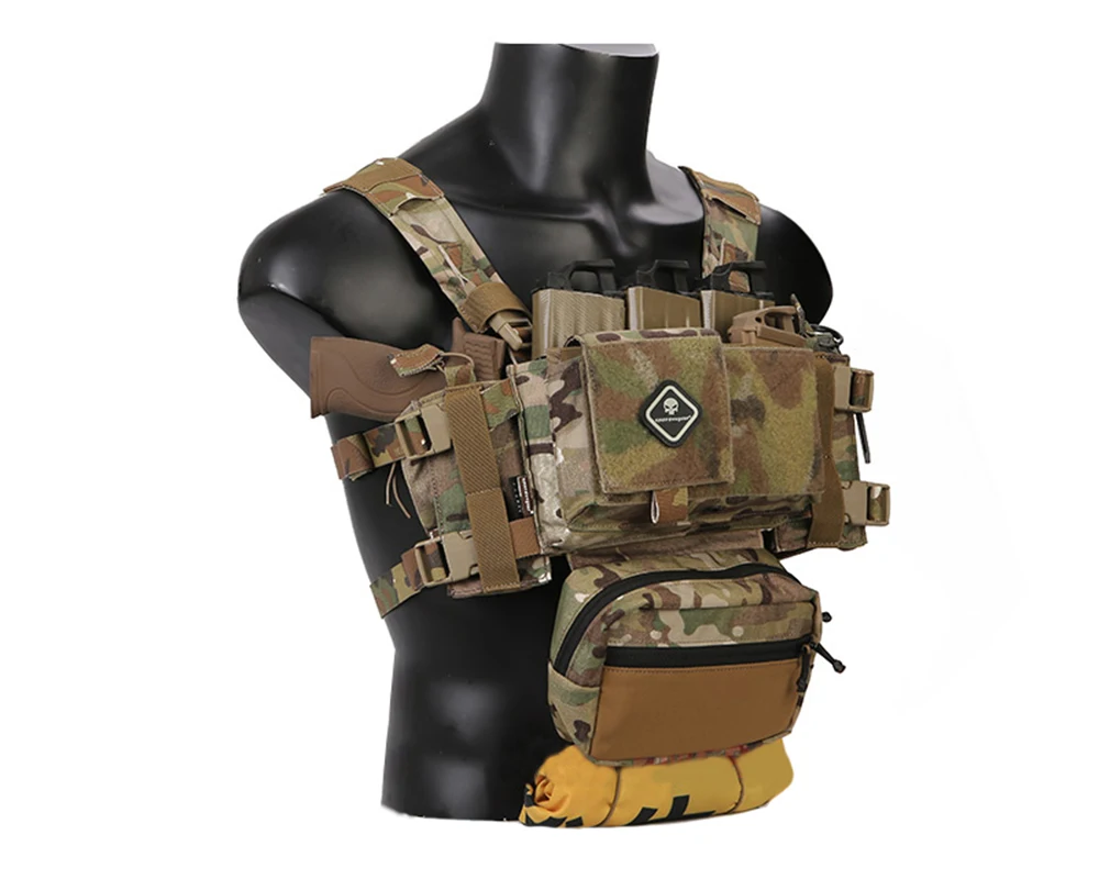EMERSONGEAR Taktisches Chest Rig Micro Fight Chissis MK3 Chest Rig Airsoft Jagd Kampfweste mit 5,56 Mag Pouch Multi-Camo – Detail 7