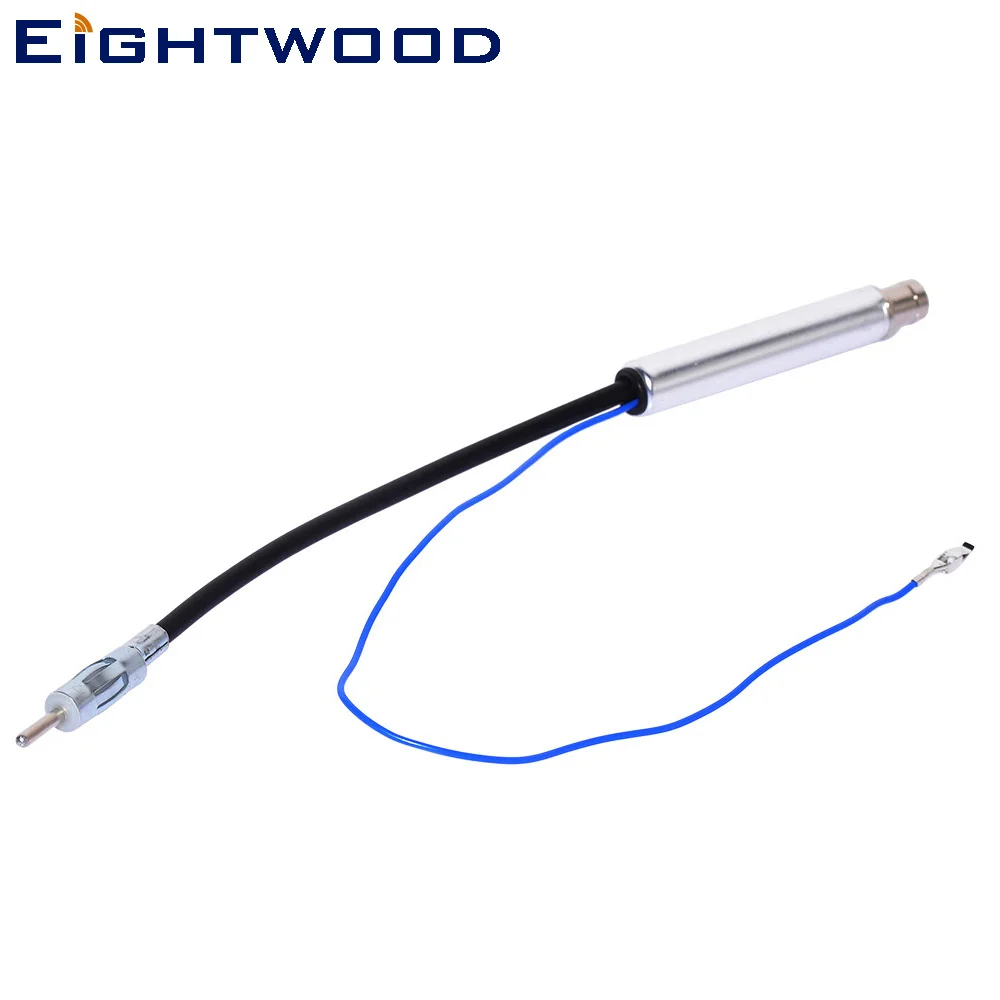 Eightwood Auto Inline Antenna FM AM Stereo Radio Signal Amplifier Booster ISO Connector to DIN 41585 Male to Female Power Input