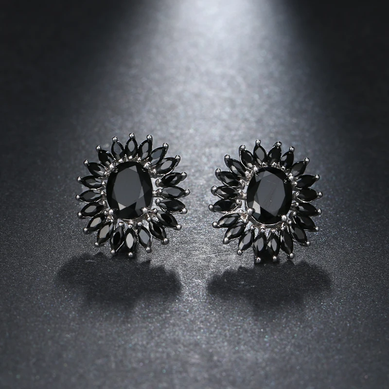 EMMAYA Party Wearing Big Size 5 Colors CZ Crystal Stud Earrings for Girls Nickel Free Earring