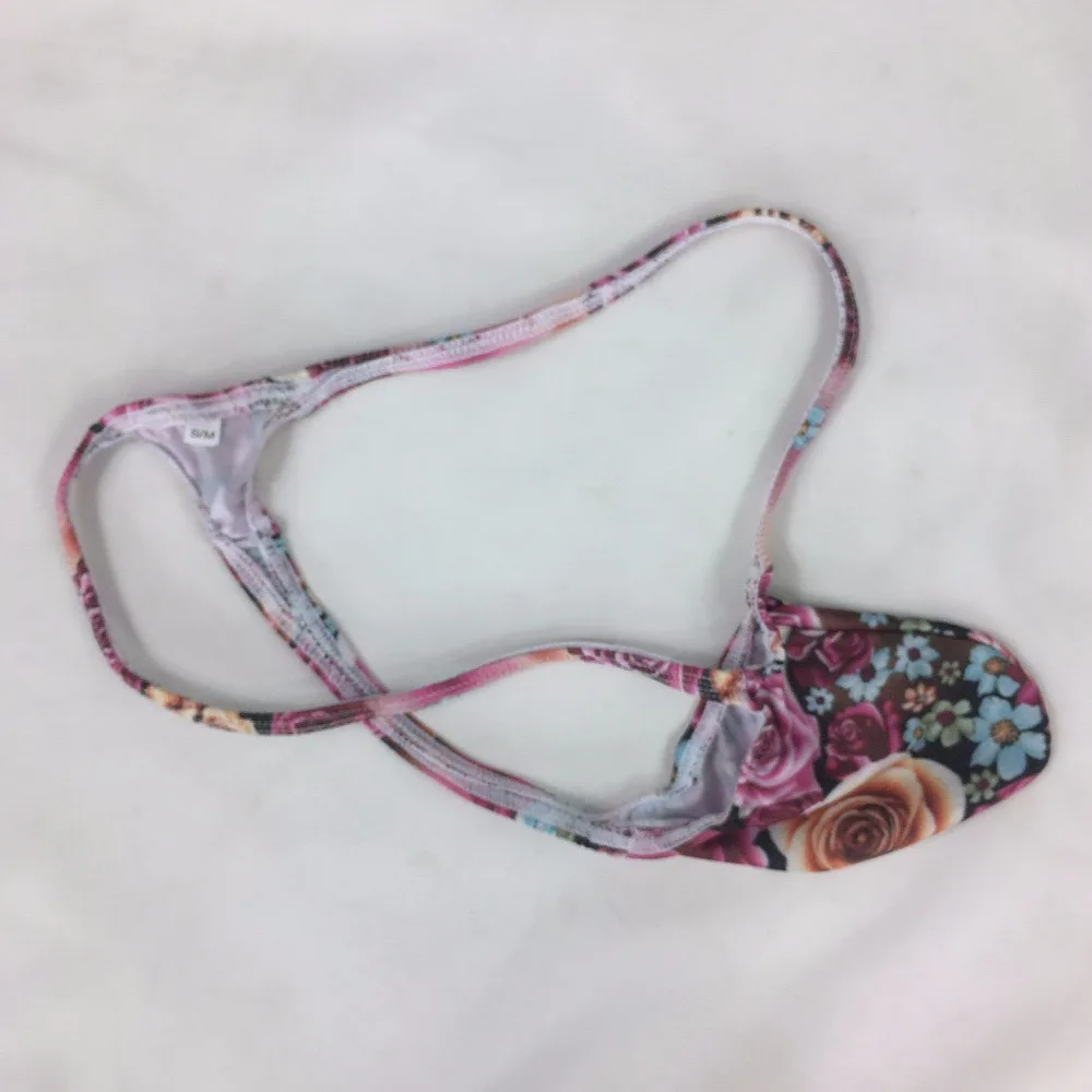

Mens Sexy Thong Bulge Pouch T-back Grape Smugglers stretchy Jersey G4034 men underwear Rose flowers