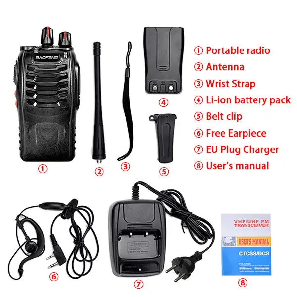 Imagem -03 - Walkie Talkie de Longo Alcance x Baofeng Uhf 400470mhz Rádio Bidirecional 16 Canais Mais Fone de Ouvido