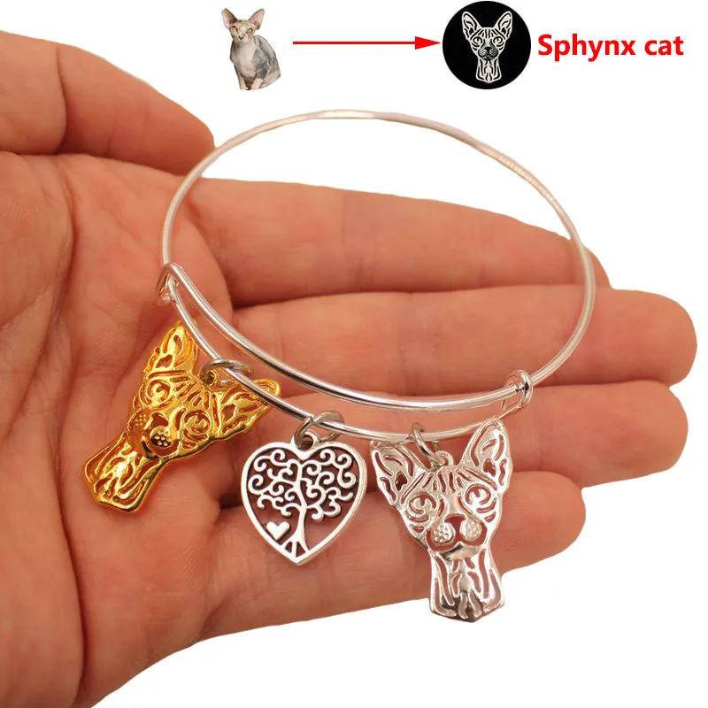 Sphynx Cat Bracelet Bangles Tree Of Life Love Alloy Metal Women Female Girls Jewelry Gift