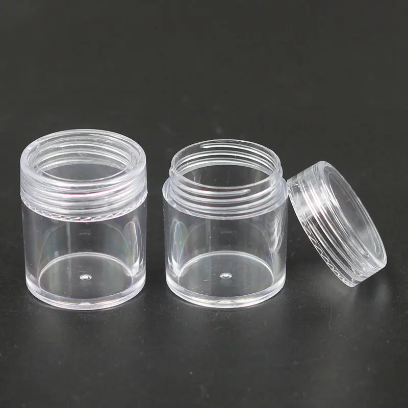 

50pc/Lot 10g Clear Plastic Jar With Clear Lid Small Round Cream Bottle 10ml PS Cosmetic Container Pot Makeup Sample Jar Vials