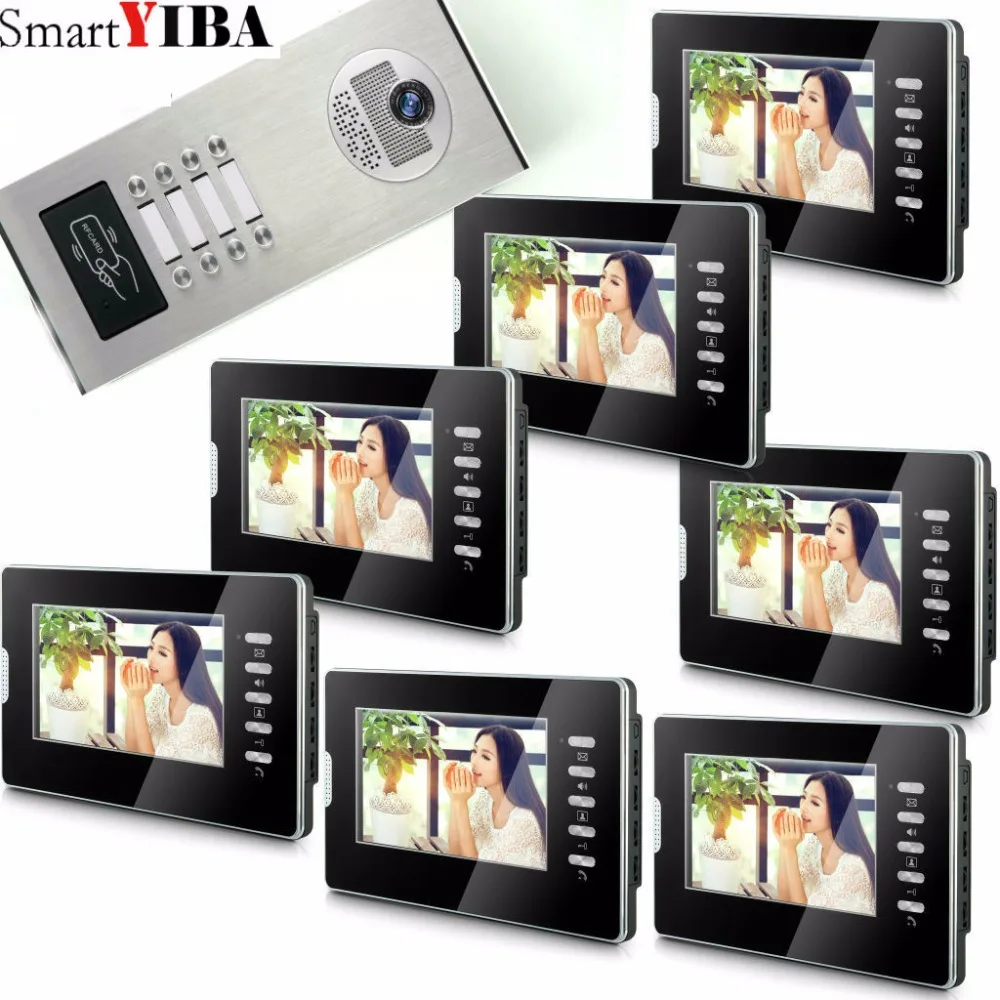 

Video Intercom Entry System, Wired 7" LCD Monitor Video Door Phone Kits, 2/3/4/6/8 Units Apartment Video Doorbell