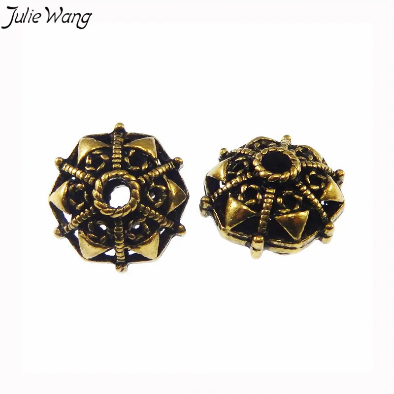 Julie Wang 10PCS Wholesale Bronze Tone Zinc Alloy 3mm Hole Beads Hot Sale Jewelry Bracelet Anklet Dangle Earring DIY Findings