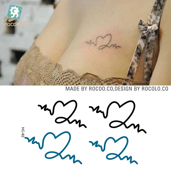 Waterproof Temporary Tattoo Sticker sexy love wave on chest breast tatto stickers flash tatoo fake tattoos for girl women