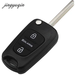 jinyuqin 3 Button Replacement Car Flip Folding Key Shell Blank Remote Fob Shell For Hyundai Solaris