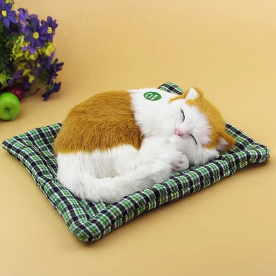 

simulation cat model toy about 19x14cm lovely sleep cat miaow sound, mat cat craft car decoration toy birthday gift a2123